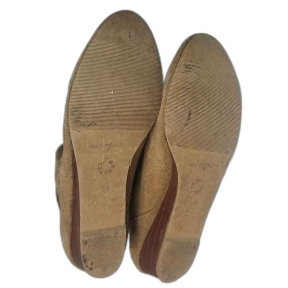 1980s Vintage Brown Suede Folded Slide On Slouch Wide Leg Almond Toe Boots 7M - Picture 8 of 9